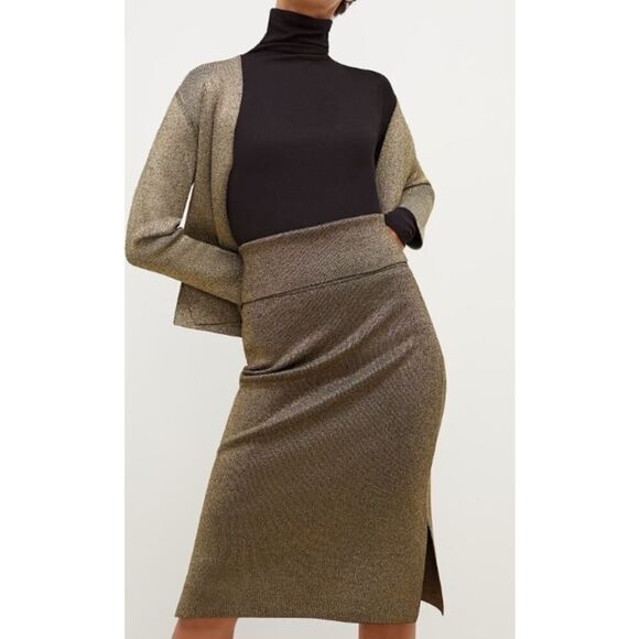 M.M. Lafleur The Harlem Skirt - Gold Knit NWT Sz. S - Picture 2 of 6